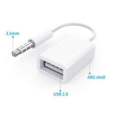 Load image into Gallery viewer, Car Accessories MP3 3.5mm Male AUX Audio Plug Jack To USB 2.0 Female Converter Cable Cord Car Styling Auto Gadgets